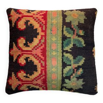 Vintage turkish kilim cushion cover , 40 x 40 cm