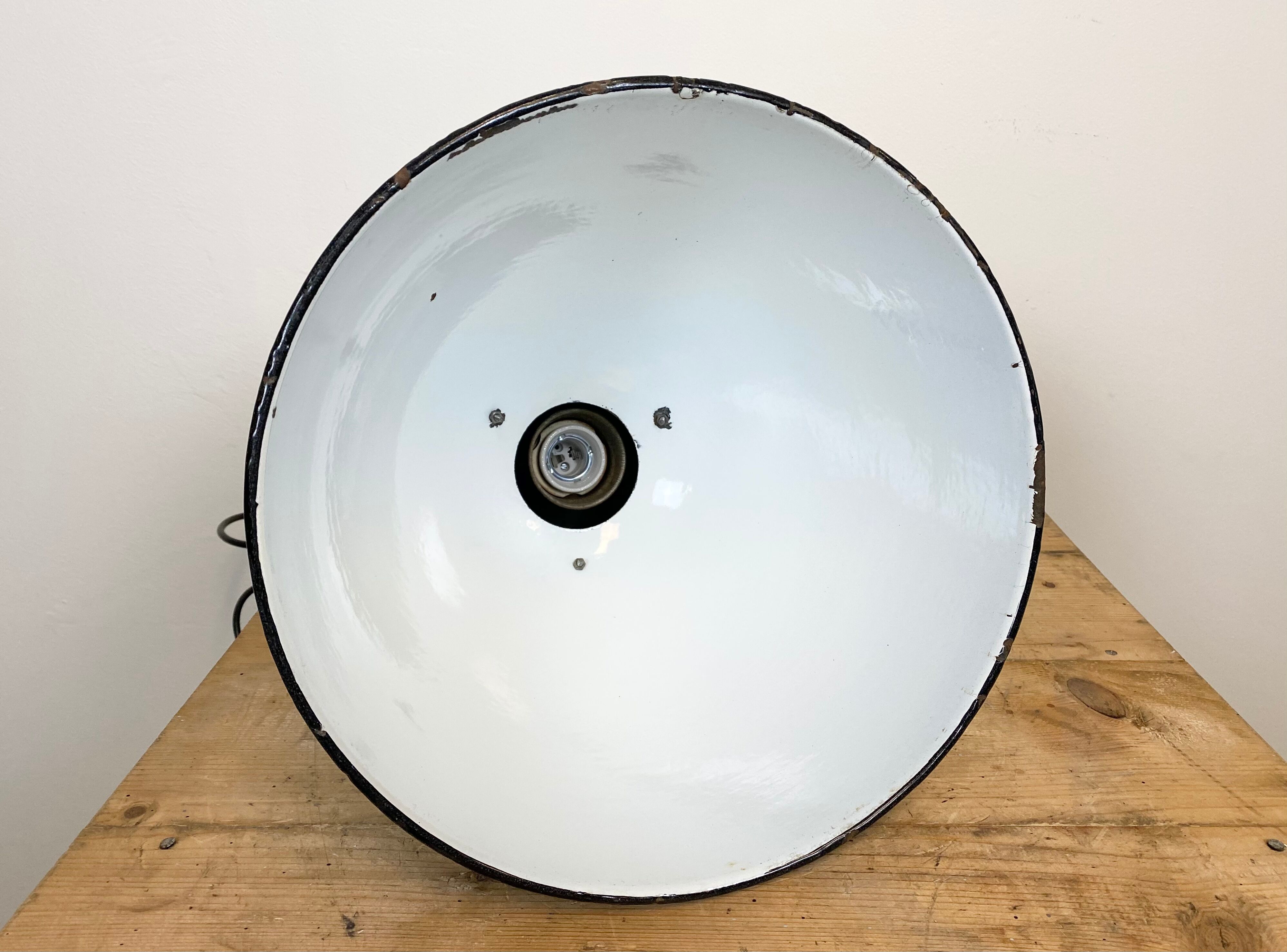 Industrial bauhaus black enamel pendant lamp, 1930s