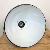 Industrial bauhaus black enamel pendant lamp, 1930s