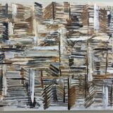 1964 Mid-Century Modern "Forest" Swedish Vintage Abstract Oil Painting, Framed