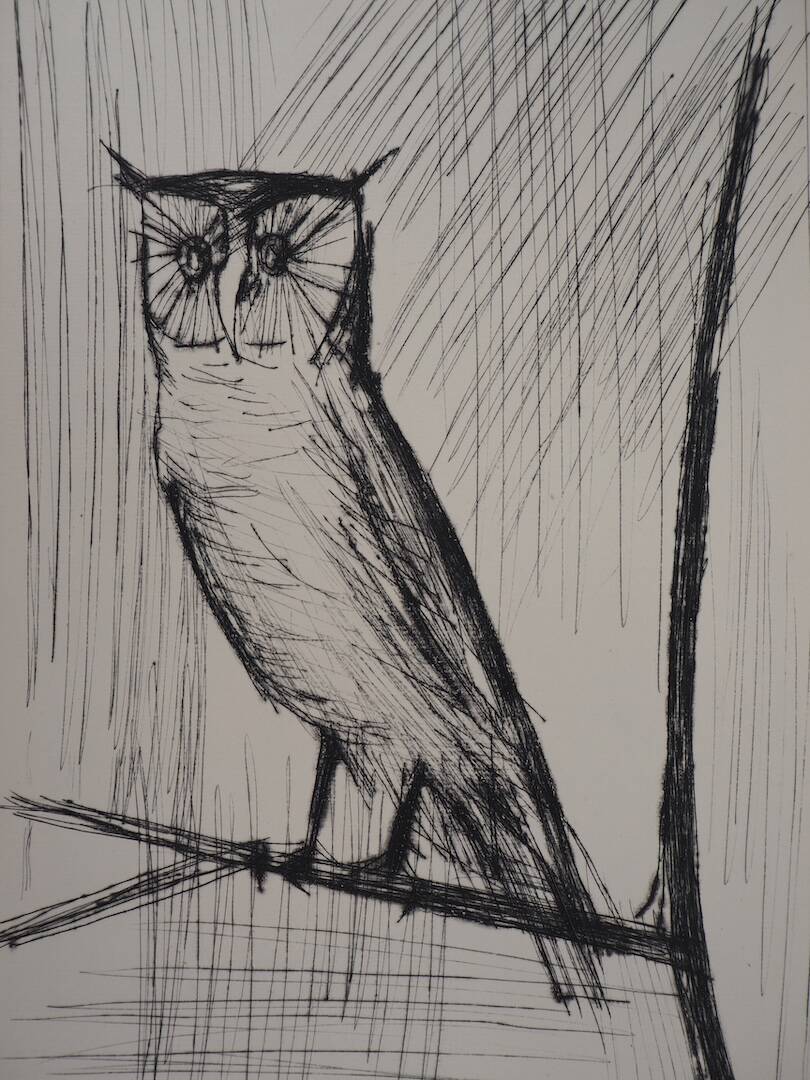Bernard Buffet : Le Hibou - Gravure originale
