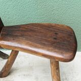 Pair of brutalist chairs in raw wood