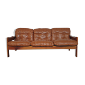 Vintage Danish Scandinavian sofa 3 seater camel leather