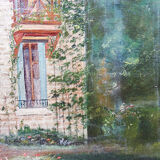 Large painting "Villa Camille" from the 1940s-60s, oil on canvas signed M. Lesoll.