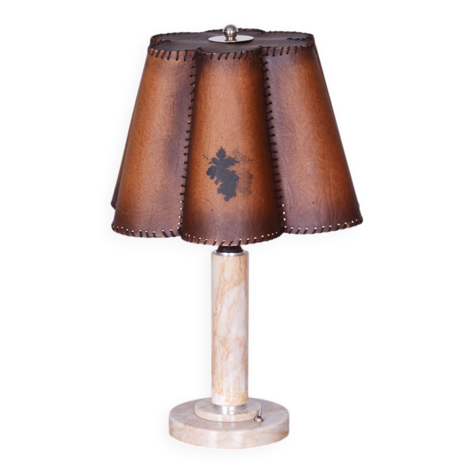 Lampe de table Art Déco tchèque en marbre et chrome, années 1920