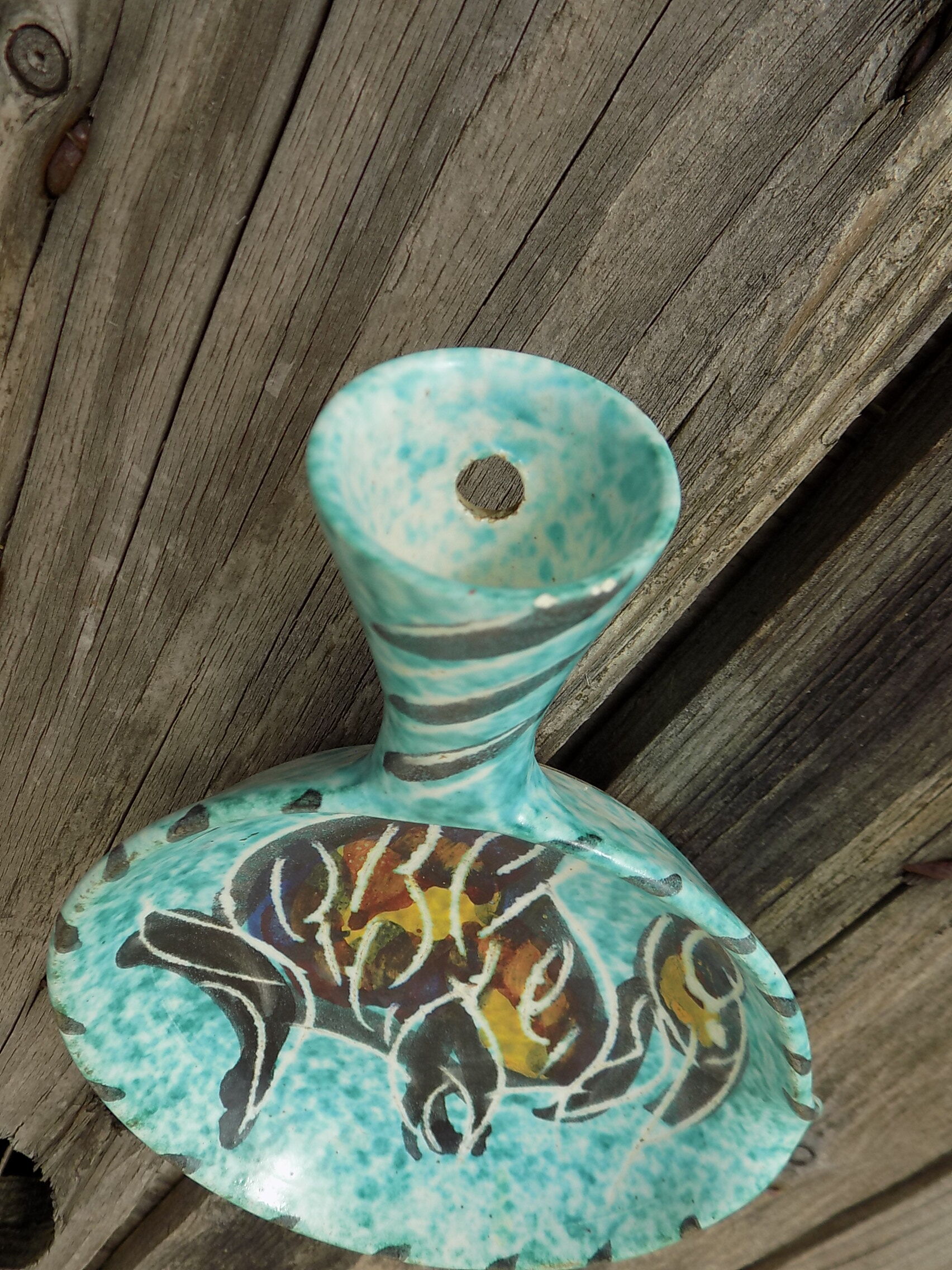 Vallauris fondue pot signed Borty, 1960s