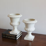Pair of Capuani Este Vases in white lacquered ceramic, Italy '900