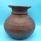 Large carved wooden pot / India