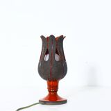 Handmade red ceramic table lamp, Sweden, 1970s