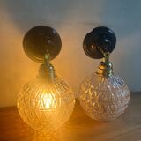 Pair of vintage glass globe wall lights
