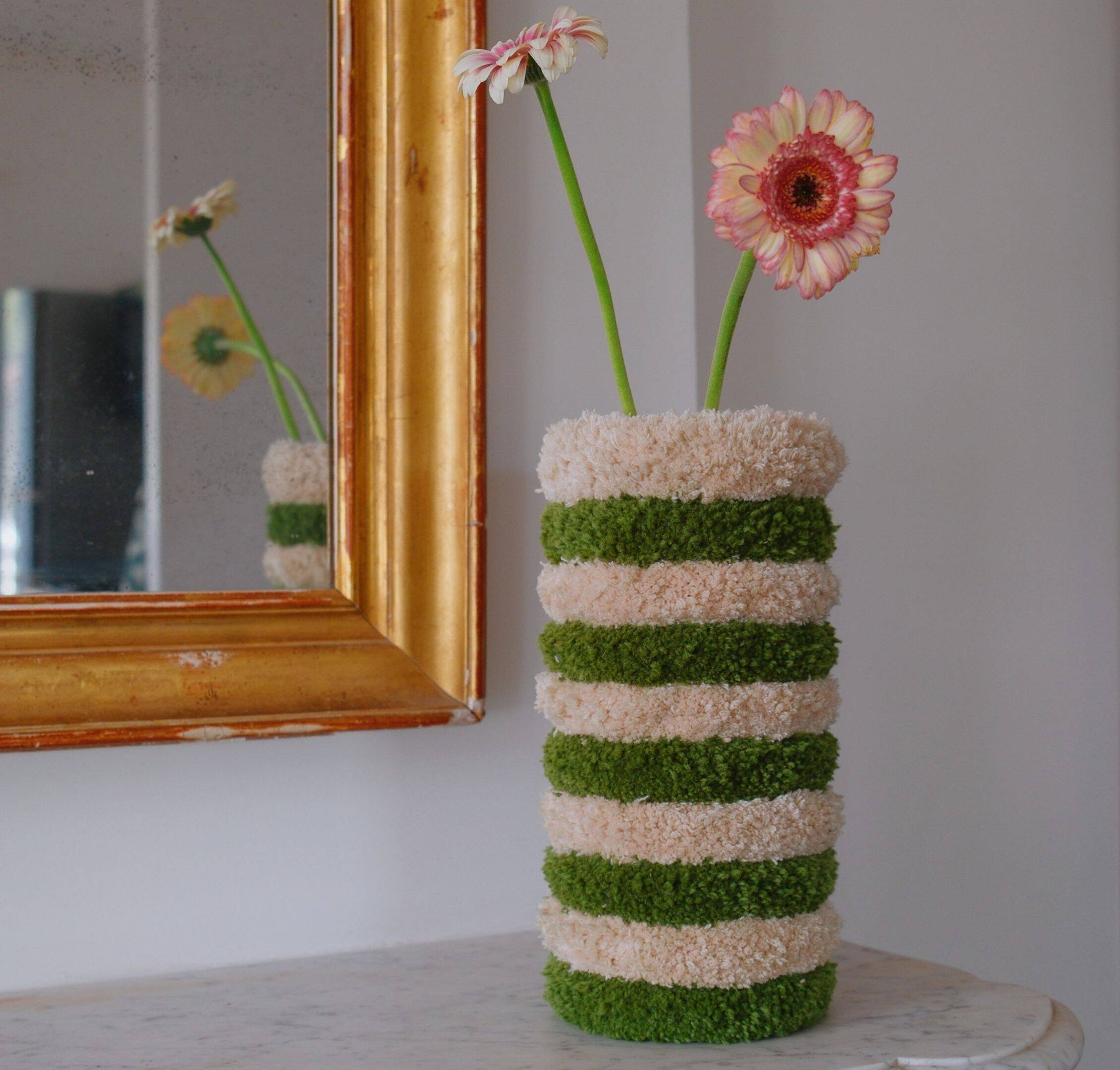 Grand Vase Rayures Vert