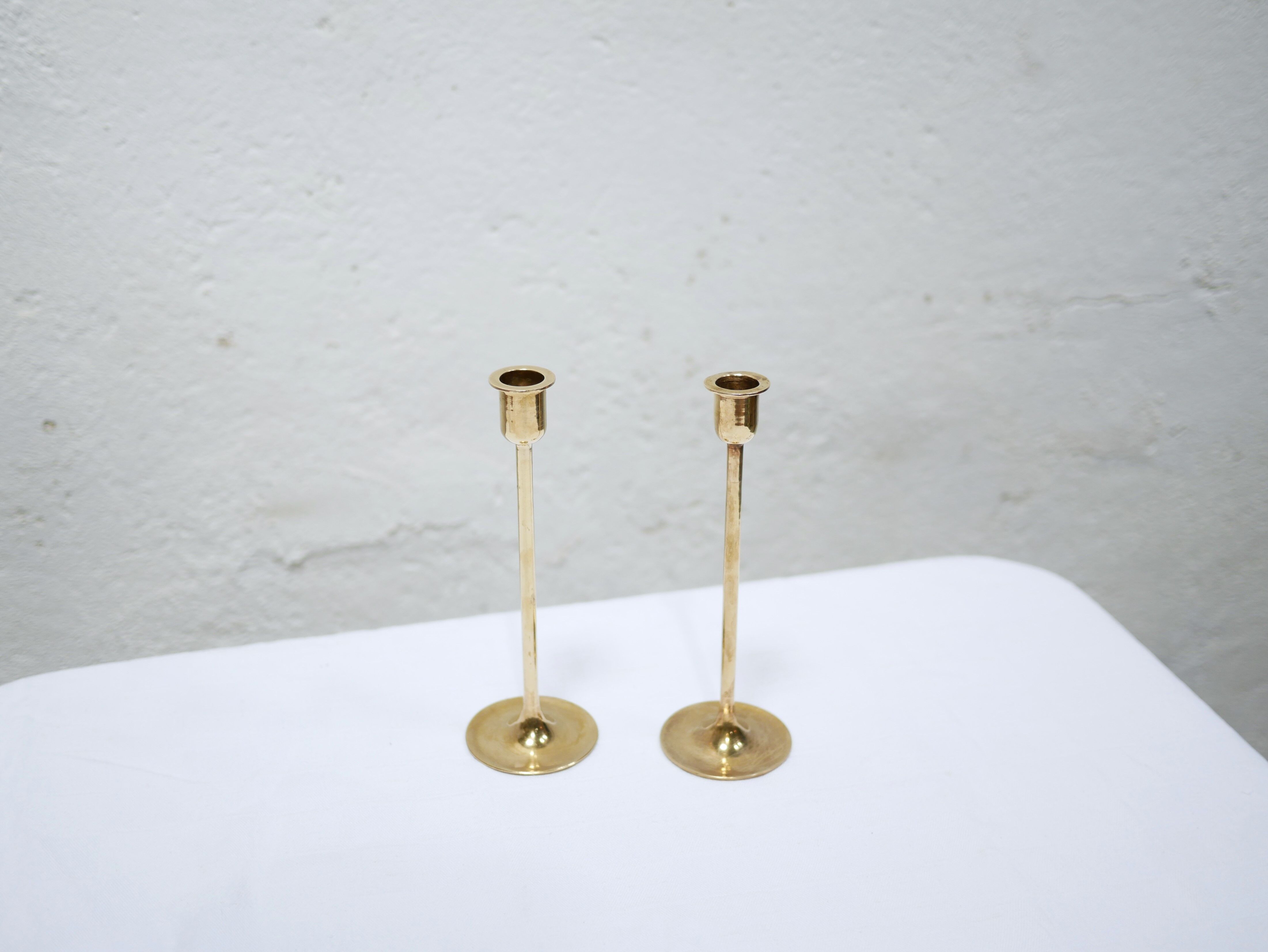 Pair of vintage brass candle holders