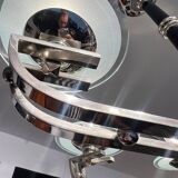 Chandelier Art Déco en laque noire et verre, 1930