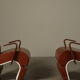 Pair of sculptural cognac leather armchairs, 1970s
