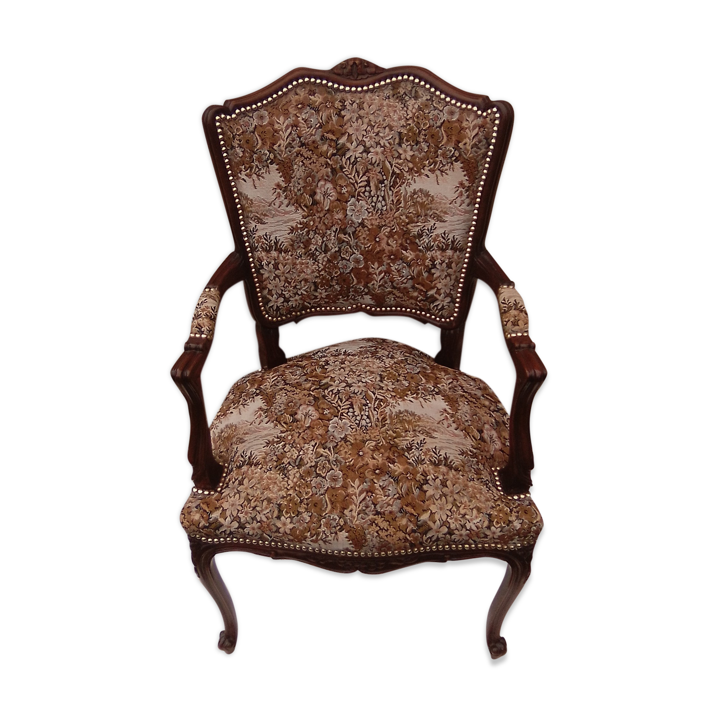 Convertible armchair with seat and back in tapestry