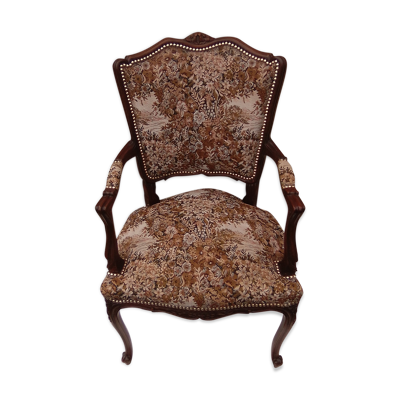 Fauteuil cabriolet avec assise et dossier en tapisserie