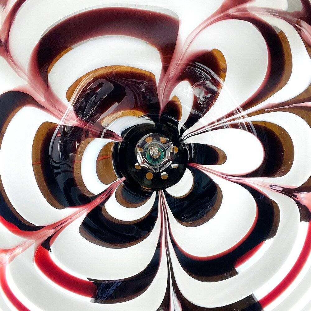 Original Murano glass flower pendant lamp in brown by AV Mazzega, Italy, 1970s.