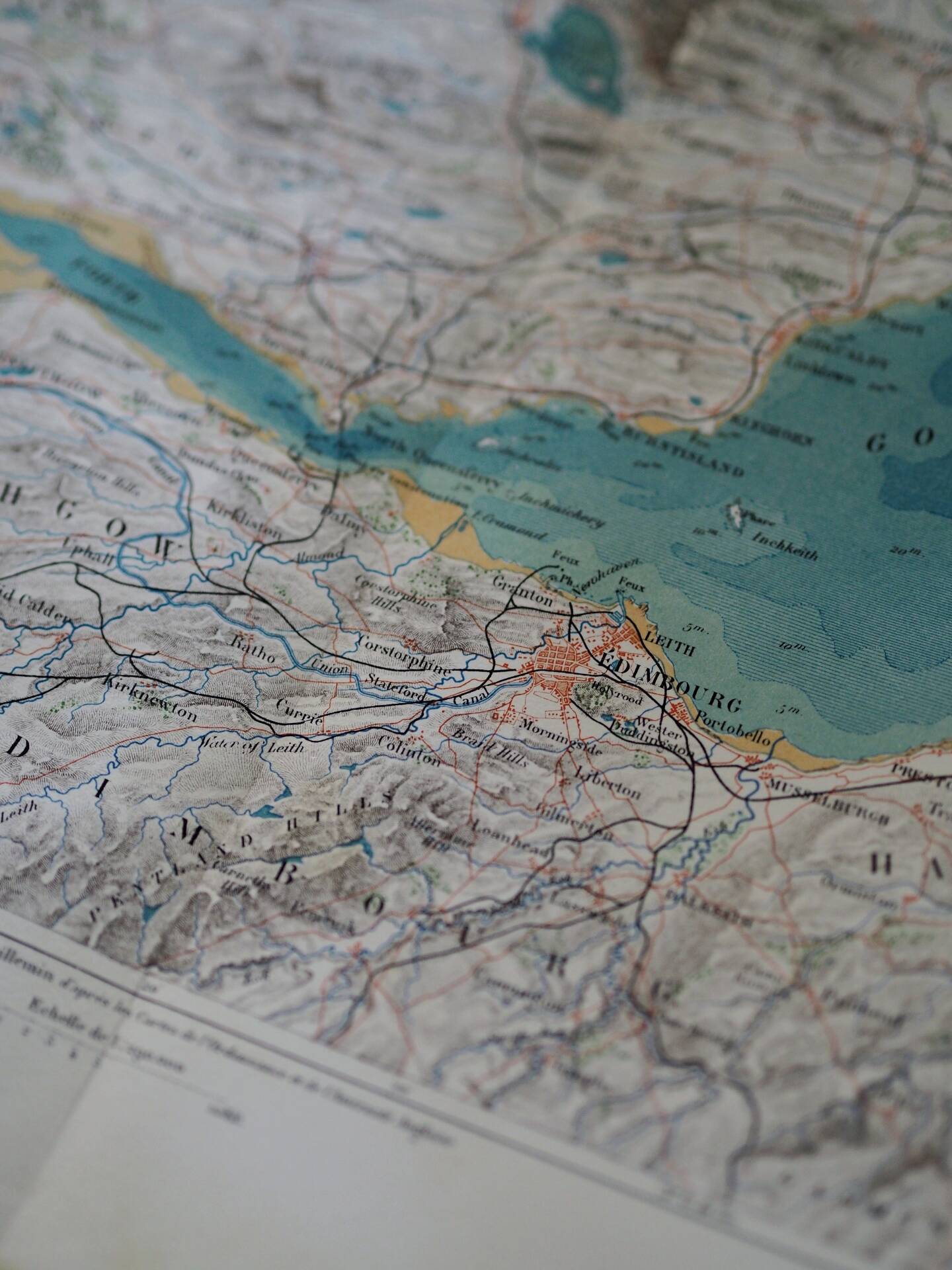 Carte ancienne Edimbourg et golfe de Forth - 1879 | Décoration murale