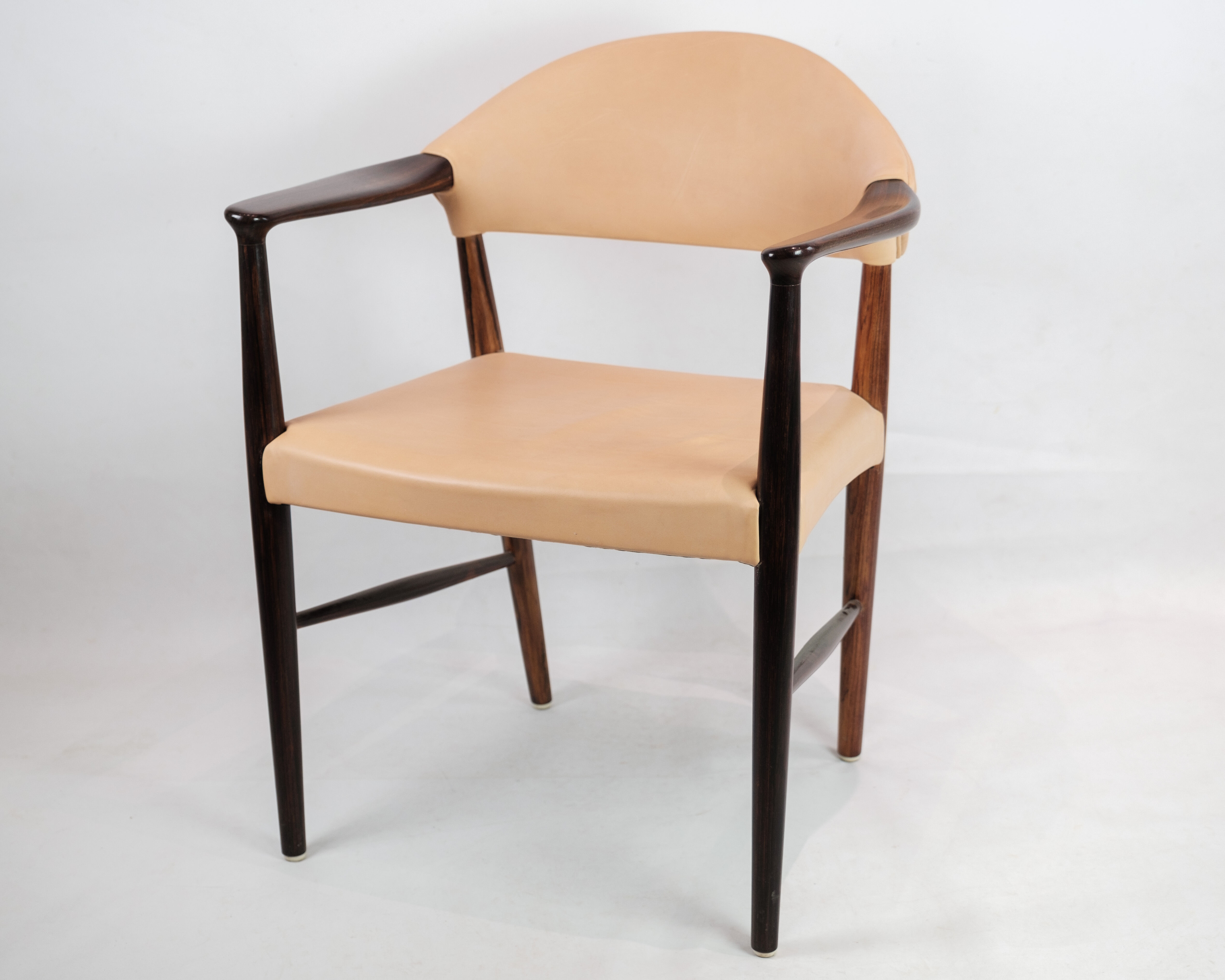 Armchair in Rosewood with Light Natural Leather Designed by Kurt Ol