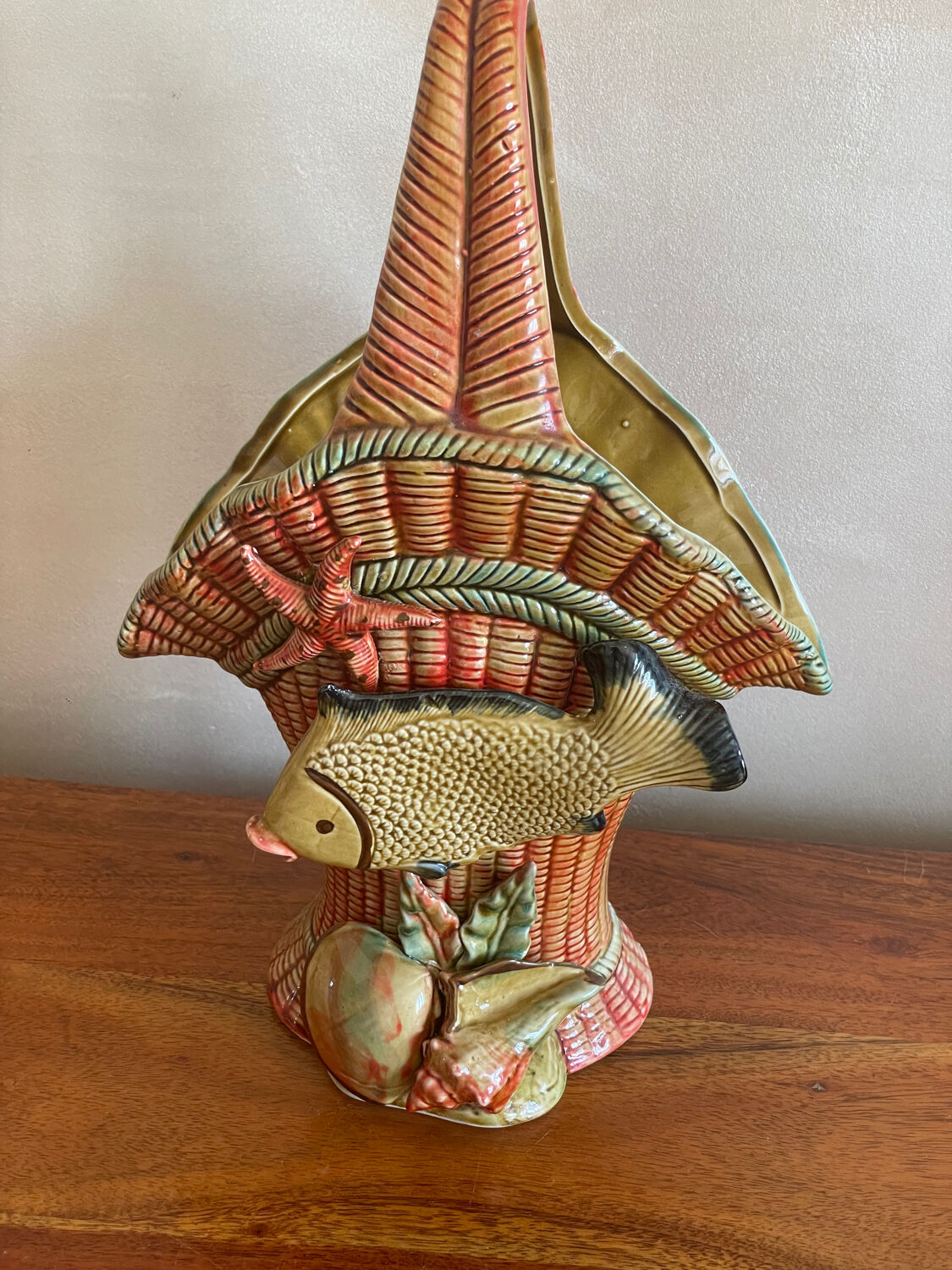 Scallop shell basket vase