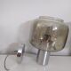 Pair of vintage chrome wall lights with smoked glass globe