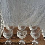 5 vintage fruit pattern glass ice cream cups