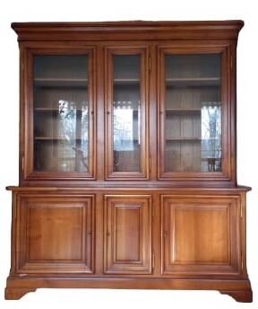 Solid wood bookcase, Louis Philippe style bookcase in cherry wood