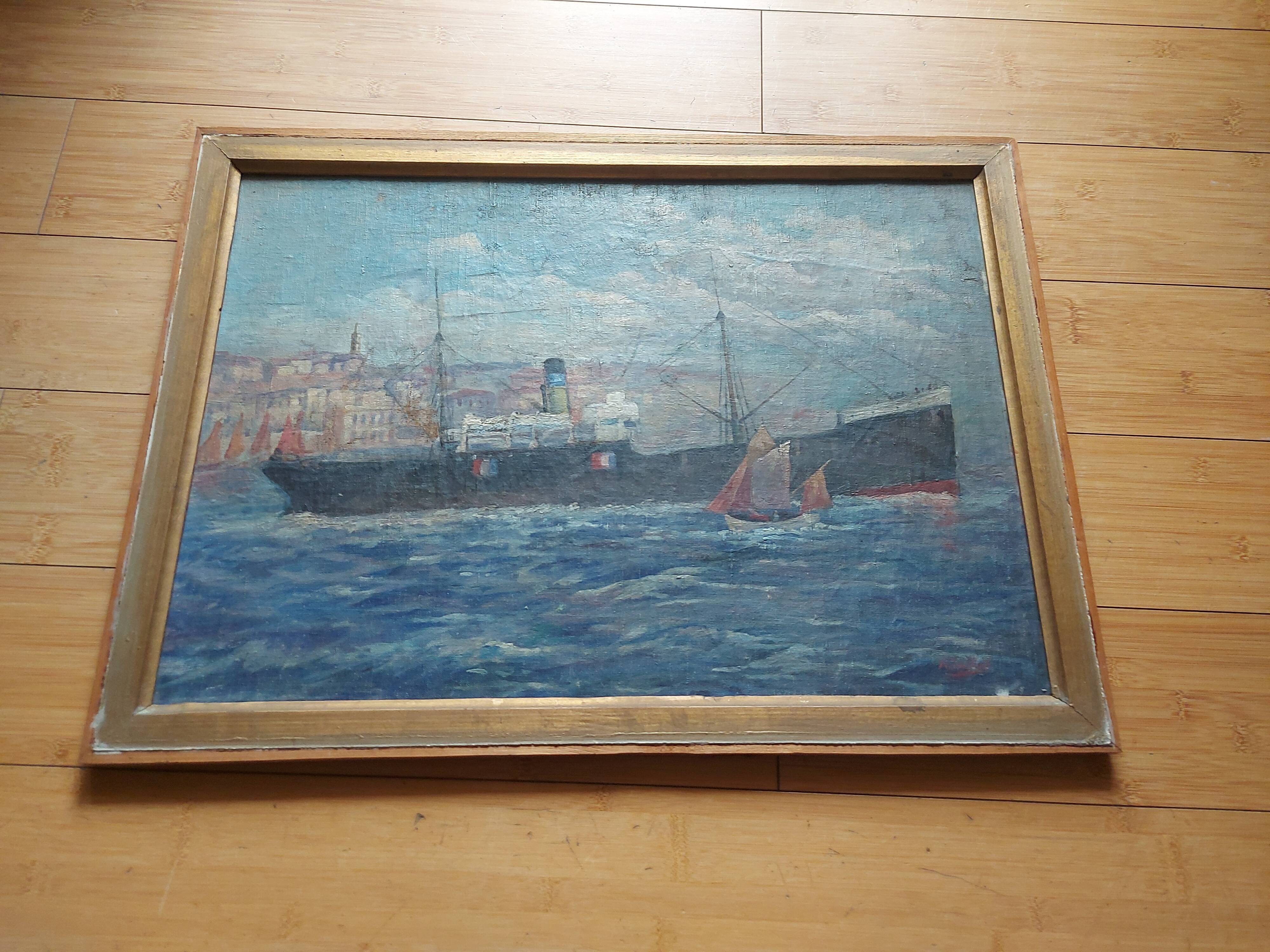 Marine , boat , entrance to the port of Marseille ( le panier )
