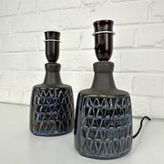 Paire de petites lampes en grès bleu Søholm par Einar Johansen Danemark