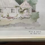 Framed watercolor by F. Hennequet - Reunion Island, At the entrance of Saint-Leu