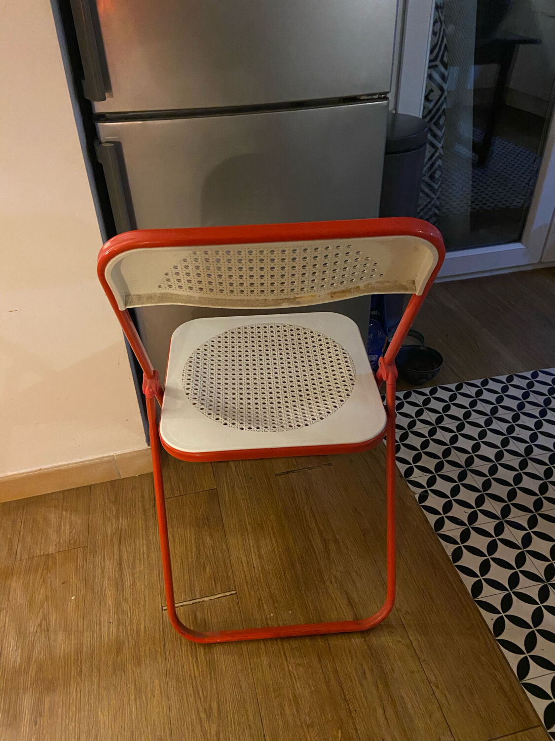 Folding chair in metal and plastic cannage 70s