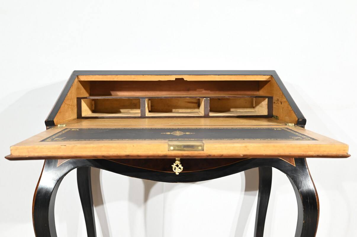 Blackened pearwood and amboyna sloping desk, Napoleon III period, mid-19th century