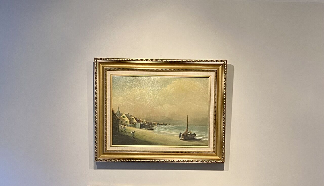 Old painting, landscape by the sea, XX century