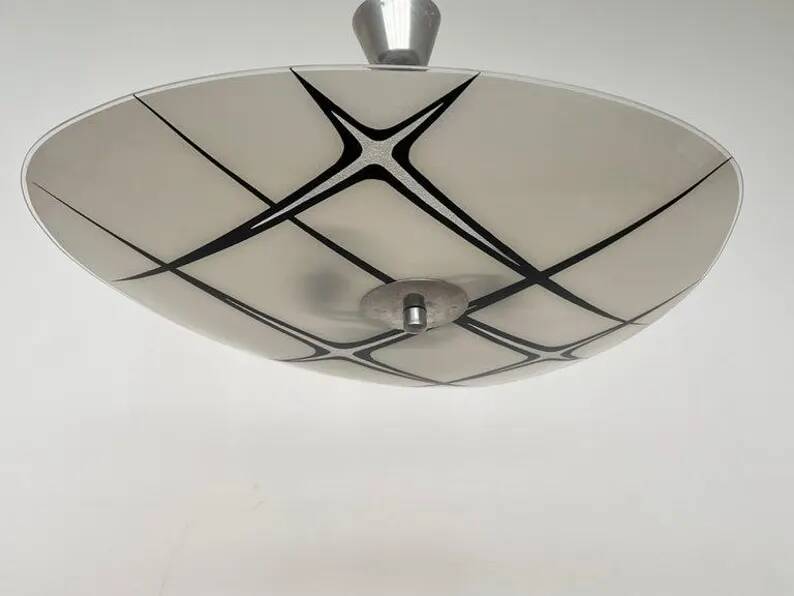 Mid-century design glass pendant by Napako, Czechoslovakia, 1970s.