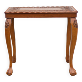 Table guéridon bois sculpté fait à la main, table basse moulurée vintage, table pieds griffe