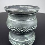 Small black vase with green waves