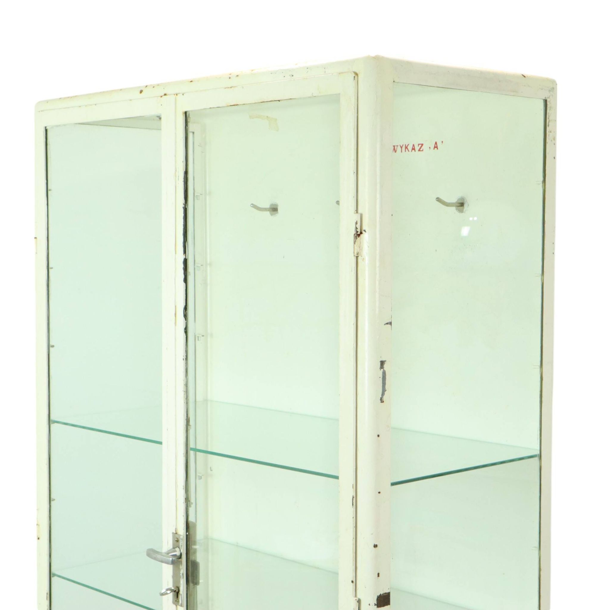 Old Metal Pharmacy Cabinet Medicine Cabinet Glass Industrial 1970s