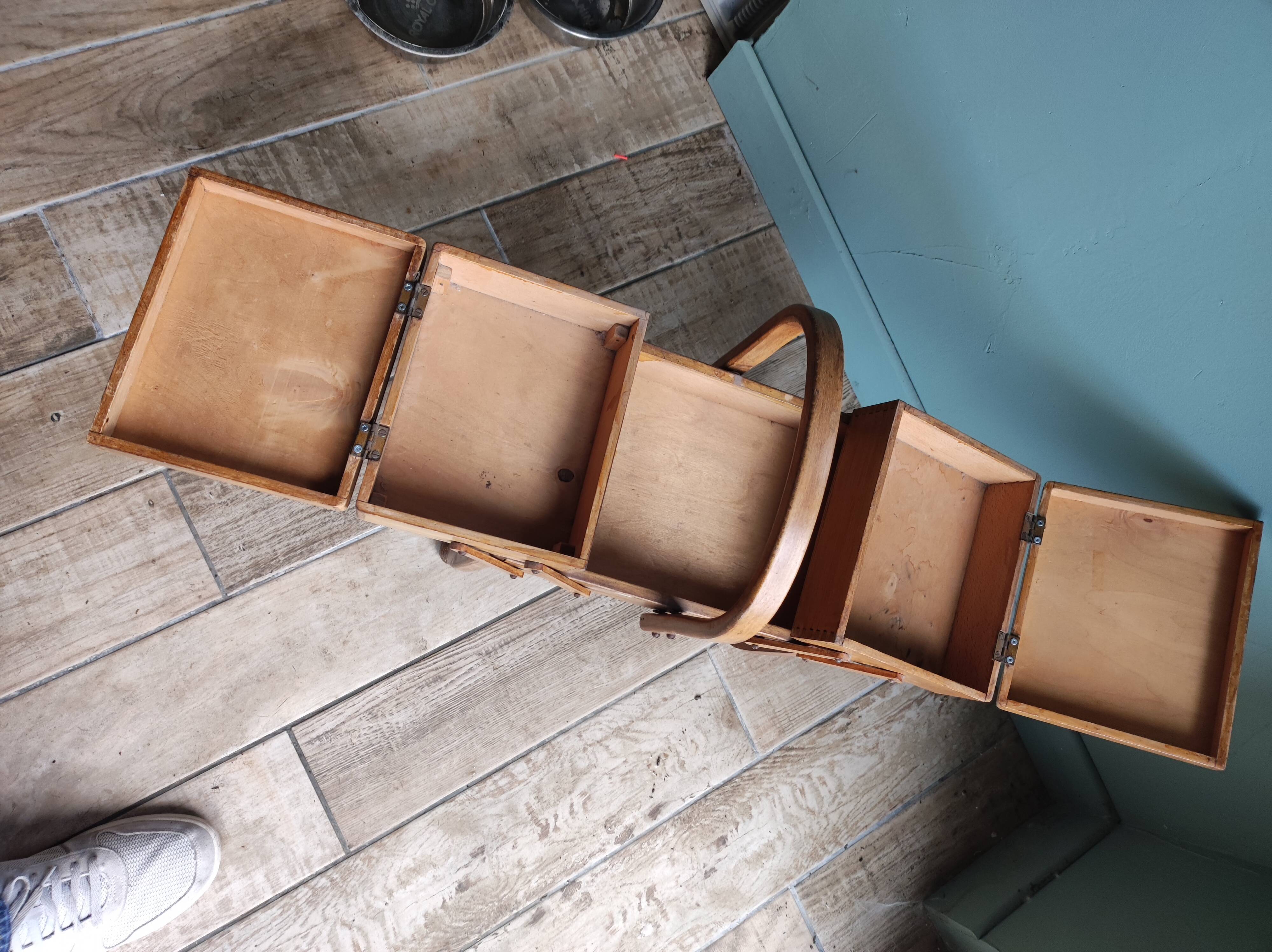 Sewing box worker wood Torck vintage art deco style