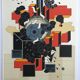Lithograph by Alain Le Yaouanc, fire, 1978