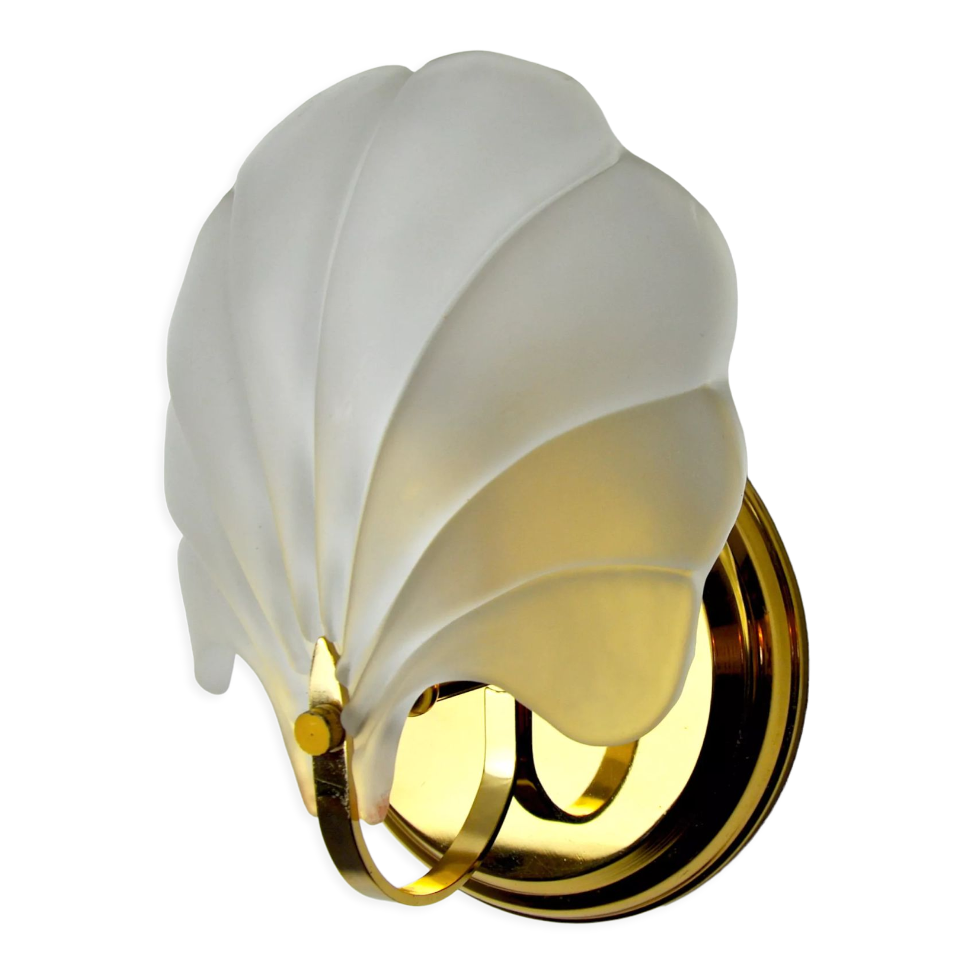Shell wall lamp, opaque glass, italy, 1980