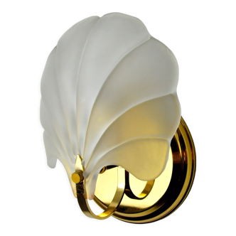 Shell wall lamp, opaque glass, italy, 1980