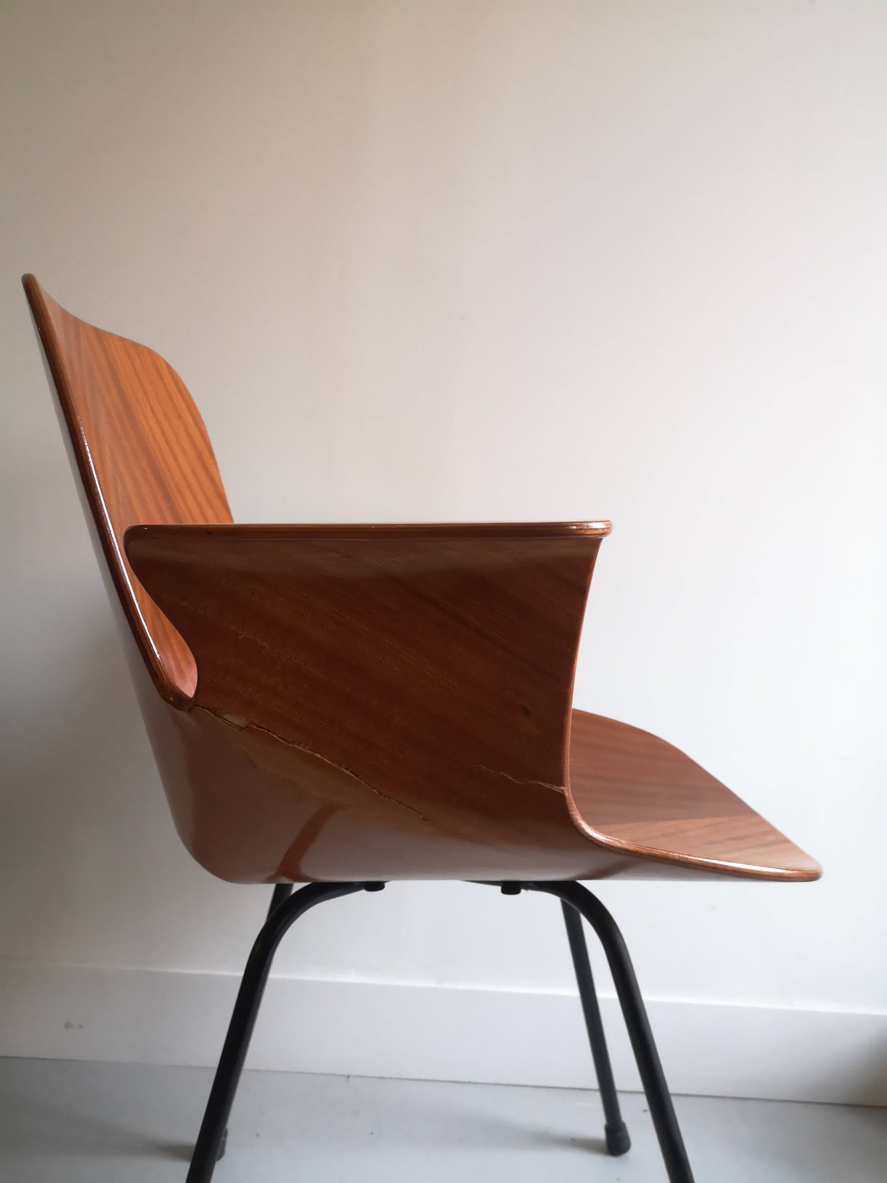 Médéa armrest chair in wood and metal by Vittorio Nobili for Fratelli Tagliablue, Italy 1950