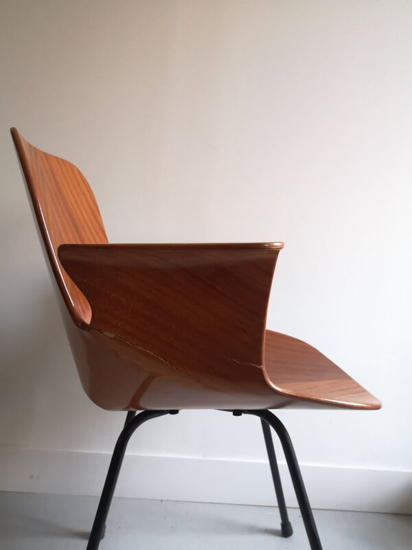 Chaise accoudoir Médéa en bois et métal de Vittorio Nobili pour Fratelli Tagliablue, italie 1950