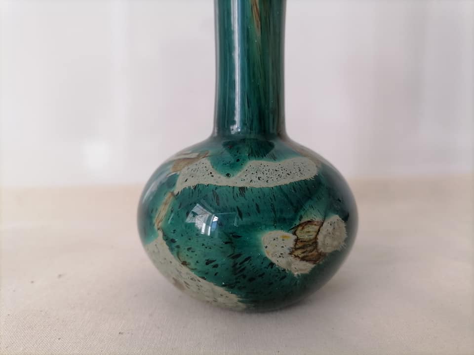 Vase vert vintage décoratif en verre Mdina Selency