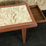 Table en teck table basse design danois avec miroir années 60