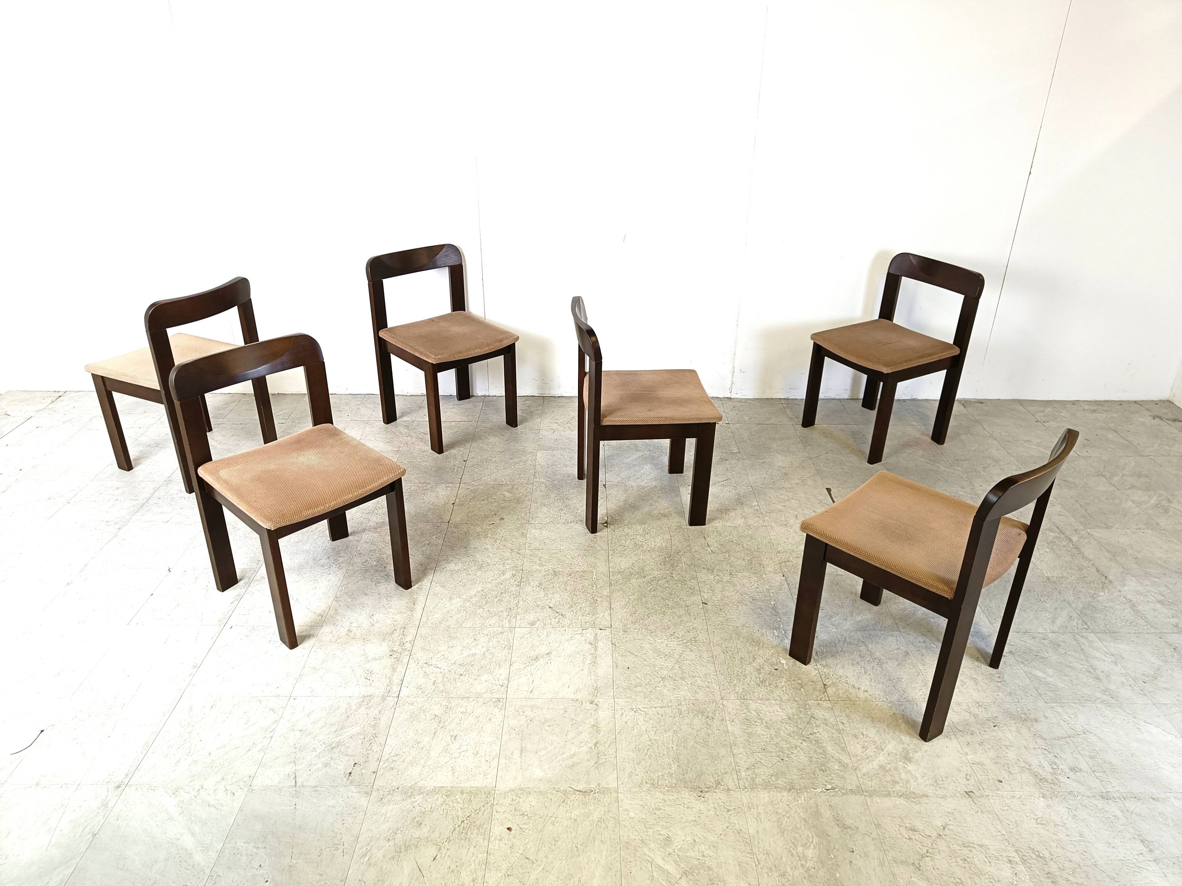 Vintage brutalist dining chairs, set of 6 - 1970s