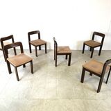 Vintage brutalist dining chairs, set of 6 - 1970s