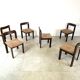 Vintage brutalist dining chairs, set of 6 - 1970s