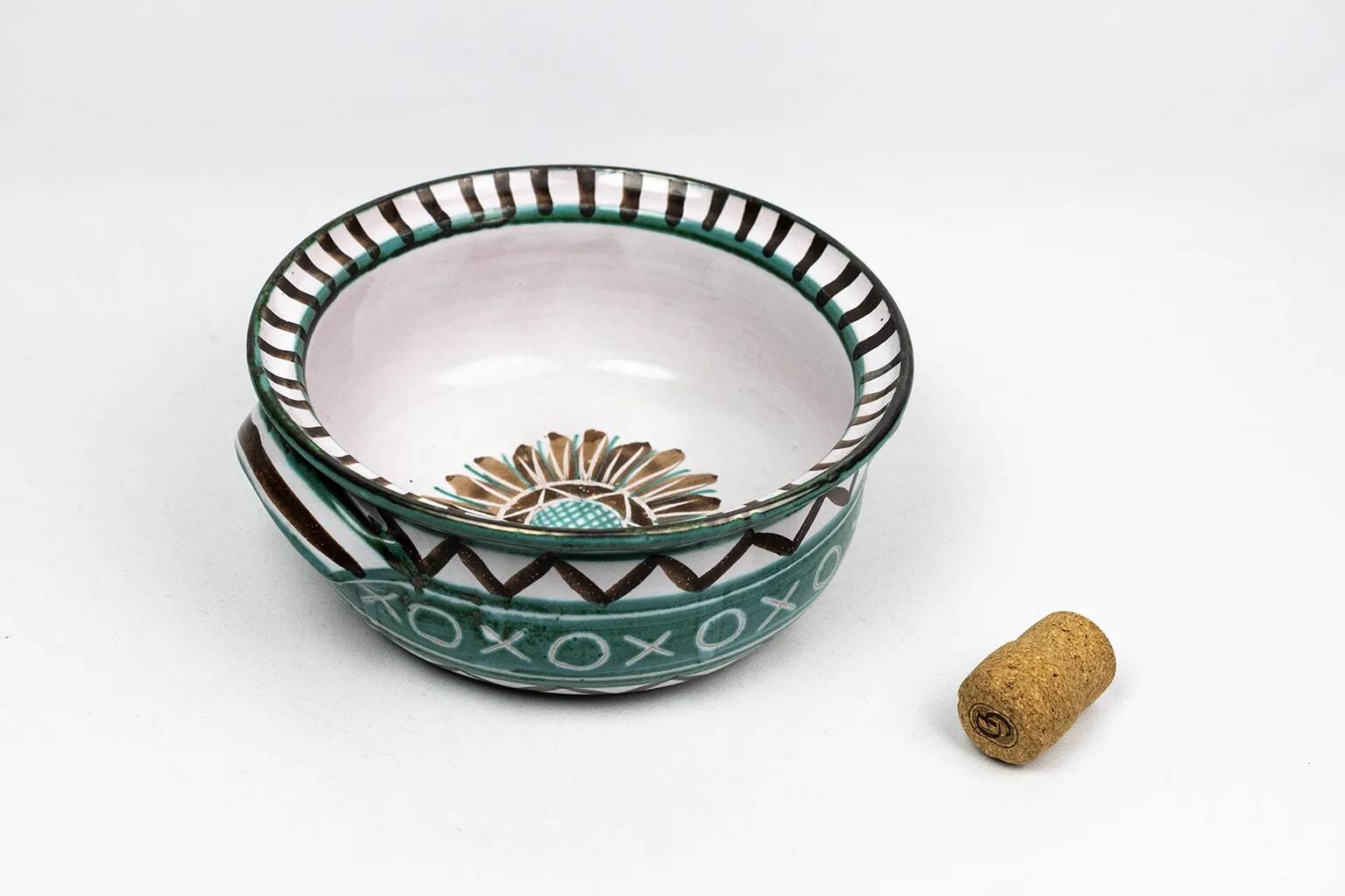 Small ear-handled bowl Robert Picault – Vallauris, sunflower decoration 1950