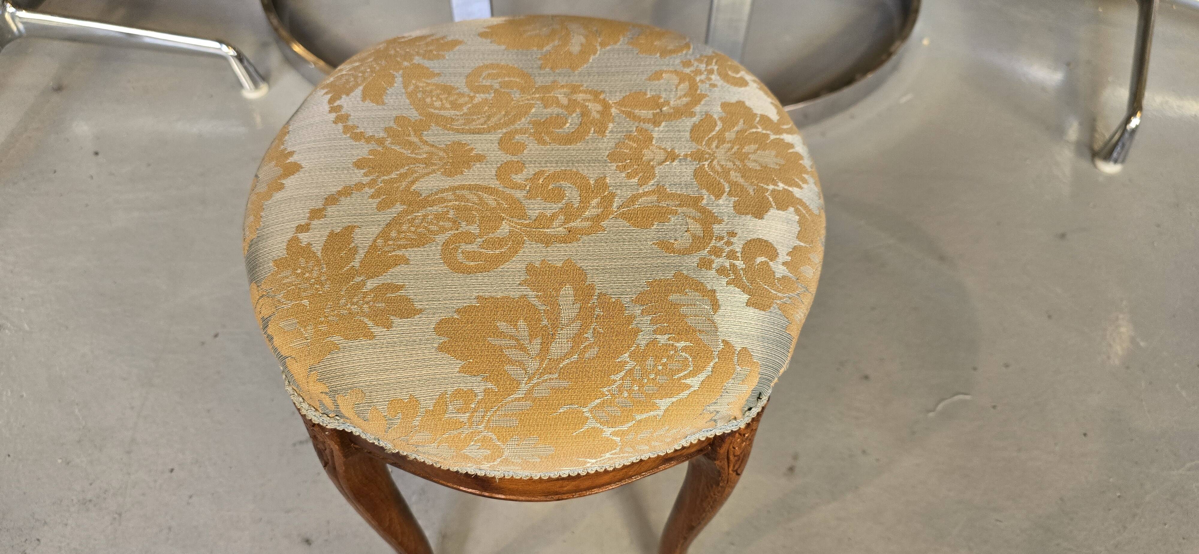 Louis XV style stool in cherry wood and tapestry